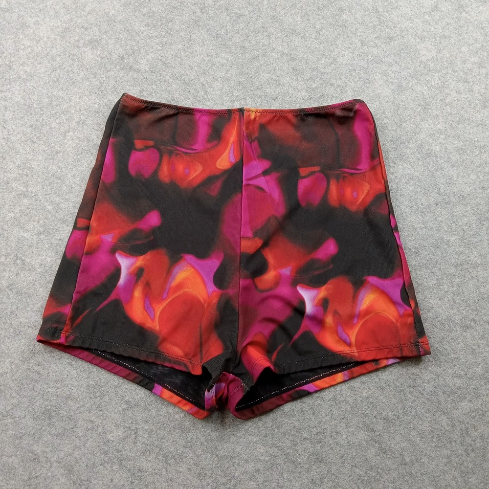 White Fox Shorts Womens Medium Multicolor Mesh High Rise Hot Pants Activewear